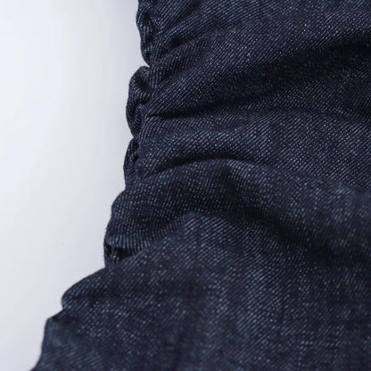 ETJ 2025 traf Spring New 1975 series denim MIDI dress with lapel side zipper fashion wrinkle waist slim elegant dress