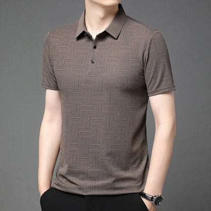 2024 Men's New Printed Business Casual Short sleeved POLO Shirt Fashion Short sleeved Comfortable and Breathable Top